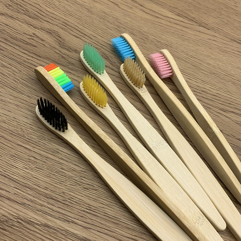 10 Colourful Natural Bamboo Toothbrush - Soft Set Oral Care