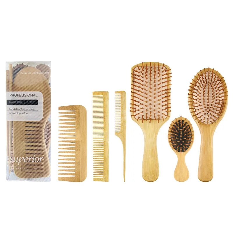 Eco-Friendly Bamboo Wooden Hair Brush – Scalp Massager & Anti-Static Comb