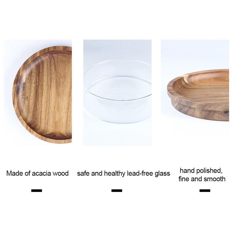 Elegant Glass Bowl with Wooden Lid – Versatile Storage for Home & Kitchen