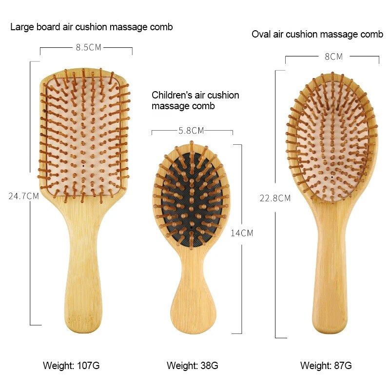 Eco-Friendly Bamboo Wooden Hair Brush – Scalp Massager & Anti-Static Comb