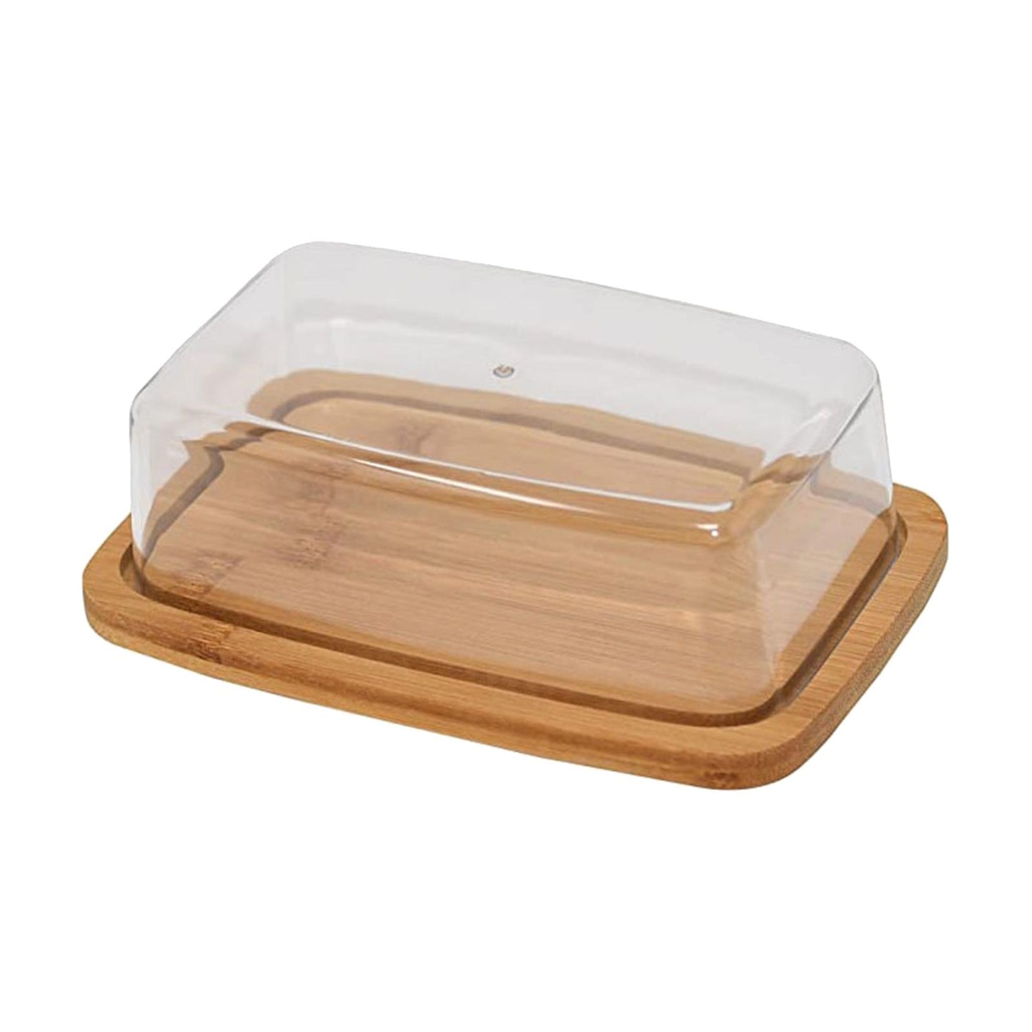 Bamboo Butter Dish with Glass Lid – Elegant Cheese Storage Tray